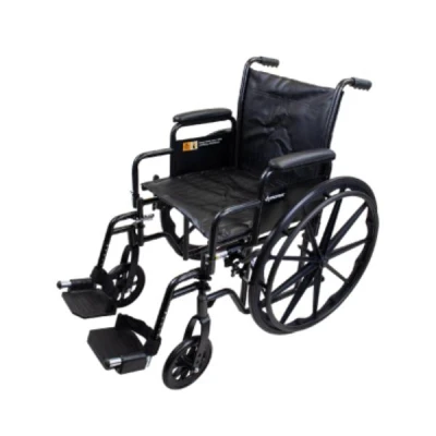 Dynarex 10229 DynaRide S2 Wheelchair - 20" x 16" w/ Detach Full Arm ELR, Silver Vein, 1pc/cs