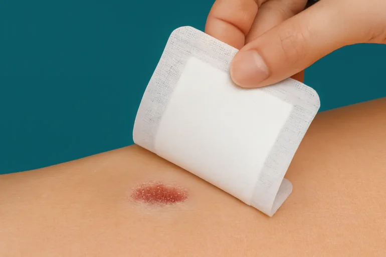 DermaRite bordered gauze can be used as a primary or secondary dressings