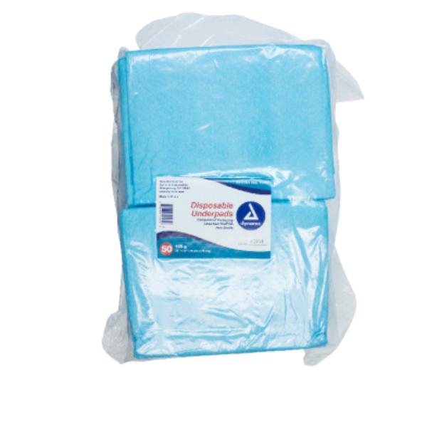 Dynarex 1347 Disposable Underpads w/ Polymer, 30" x 30" (105 g), 2/50/cs