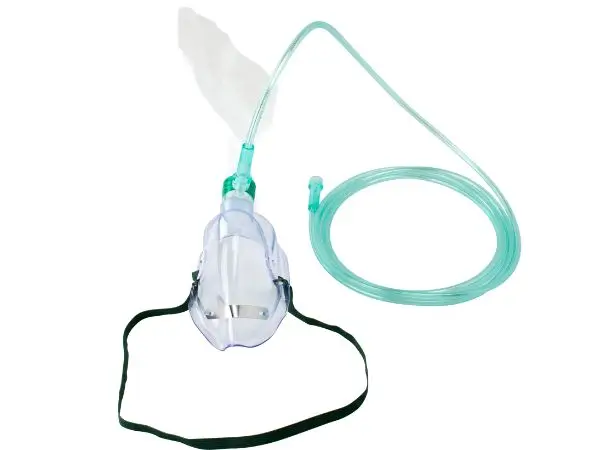 Dynarex 33052 Non-Rebreather Elongated Mask w/ 7' (2.1 m) tubing, 1000 ml, Adult/Standard Connector, 50/cs