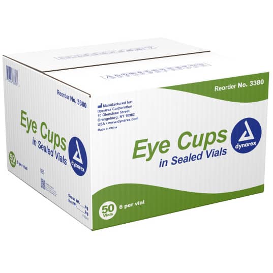 Dynarex 3380 Eye Cups in a Vial – 6 per Vial, 50 Vials per Case
