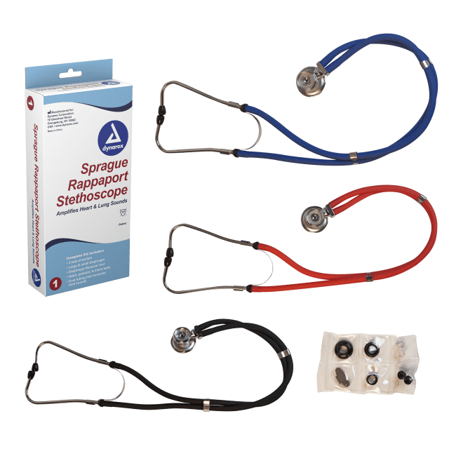 Dynarex 7135 Sprague Rappaport Stethoscopes, Black, 20/cs