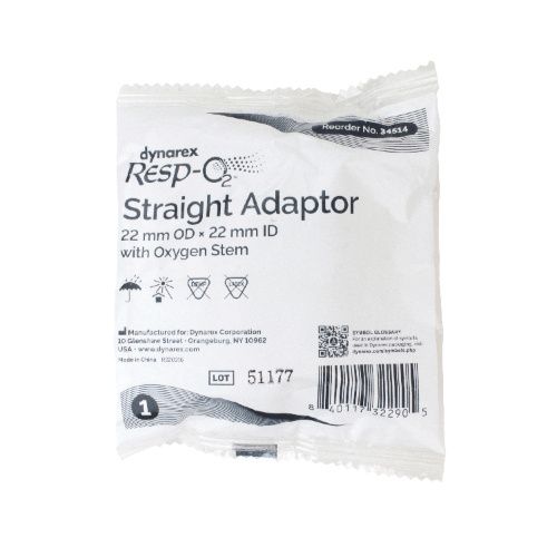 dynarex-straight-adaptor-with-oxygen-stem-5-1709892899596-P.jpeg Dynarex 34514 Straight Adaptor with Oxygen Stem, 22 mm OD X 22 mm ID, 50/cs