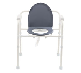 Dynarex RPBC-05ELD Folding Commode Elongated Seat and Lid, Grey, 1