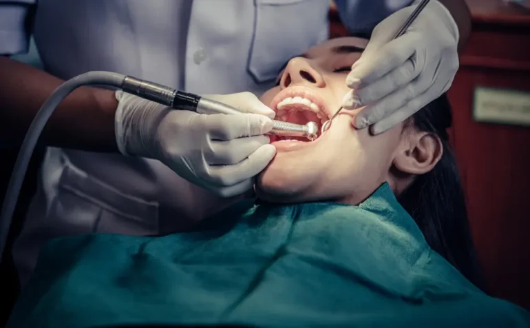 Oral suctioning during dental procedures provides a clear field of view