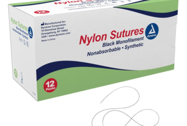 Dynarex 9104 Nylon Sutures-Non Absorbable - Synthetic, Black, 3-0, C7 Needle, 18", 12/bx
