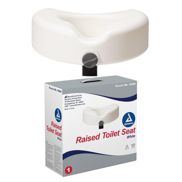 Dynarex 10361 Raised Toilet Seat w/out Arms, White, 1pc/bx