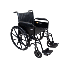Dynarex 10228 DynaRide S2 Wheelchair - 20" x 16" w/ Detach Full Arm FR, Silver Vein, 1pc/cs