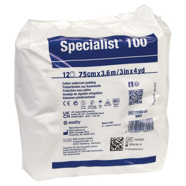 SPECIALIST 100 STERILE COTTON UNDERCAST PADDING 3INX4YD WHITE