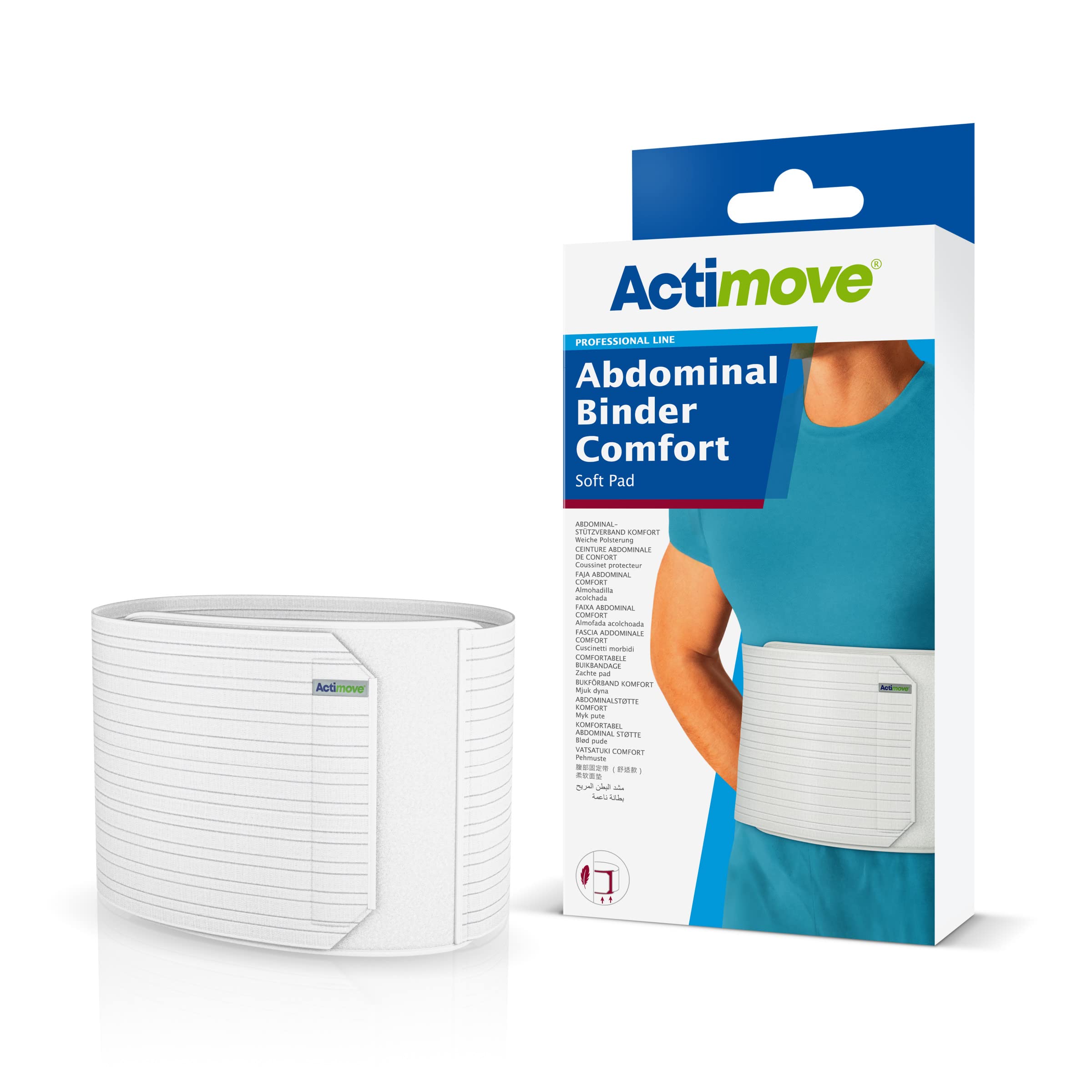 Version 1.0.0 ACTIMOVE ABDOMINAL BINDER COMFORT WITH SOFT PAD 12IN WHT XS
