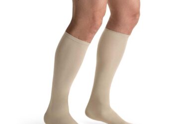 JOBST TRAVEL SOCK 15-20 KNEE CLOSED TOE BEIGE SZ 2