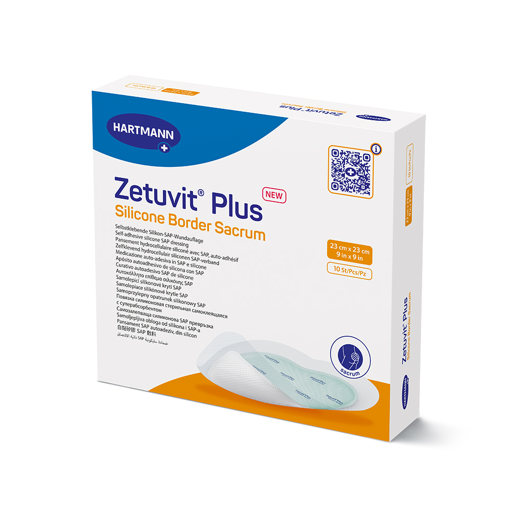 Hartmann_413907.jpg HARTMANN Zetuvit Plus Silicone Border, Sacrum, 7" x 7" , 10/bx - Image 1