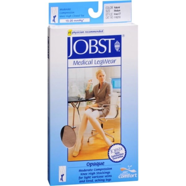 JOBST ACTIVEWEAR KNEE 15-20 CLOSED TOE COOL WHITE LG
