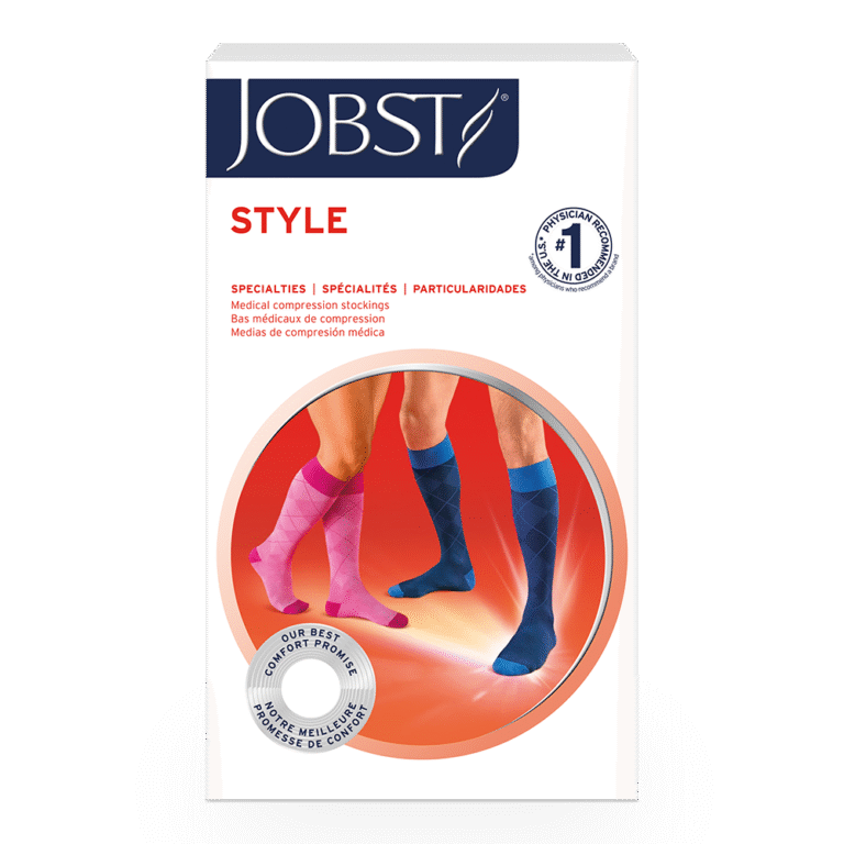 JOBST STYLE 30-40 MM HG KNEE HIGH CLOSED TOE LARGE FULL CALF-REGULAR ARGYLE PINK