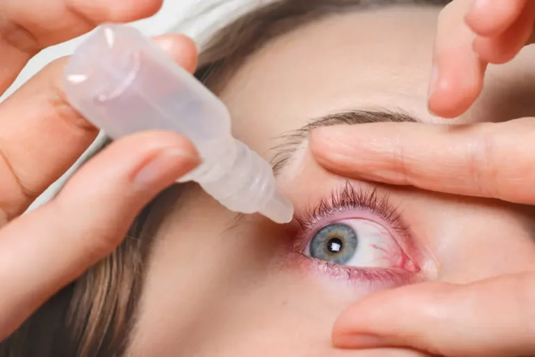 Pupil-dilating eye drops are used before the process to ease examination